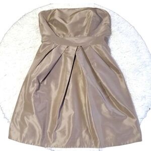 J.Crew Taupe Strapless Silk Dress Size 2P Petite – Elegant Party / Wedding Guest